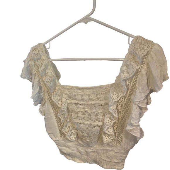 free people cream lace  bridget crop top - Picture 4 of 10